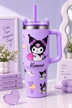CloudCherry 1000ml Kuromi Tumbler with Straw and Handle, Cute Stainless Steel Insulated Travel Cup