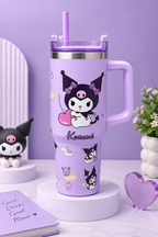 CloudCherry 1000ml Kuromi Tumbler with Straw and Handle, Cute Stainless Steel Insulated Travel Cup