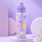 Pastel Lavender Water Bottle with Flip Straw Lid, Reusable Drinking Bottle for School, Gym & Travel