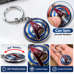 Rotating Superhero Style Metal Keychain, 360° Spinner Key Ring for Keys, Bags, Backpacks &amp; Gifting