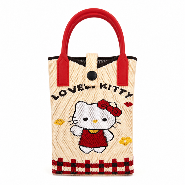 Knitted Phone Crossbody Bag for Women with Shoulder Strap & Snap Closure