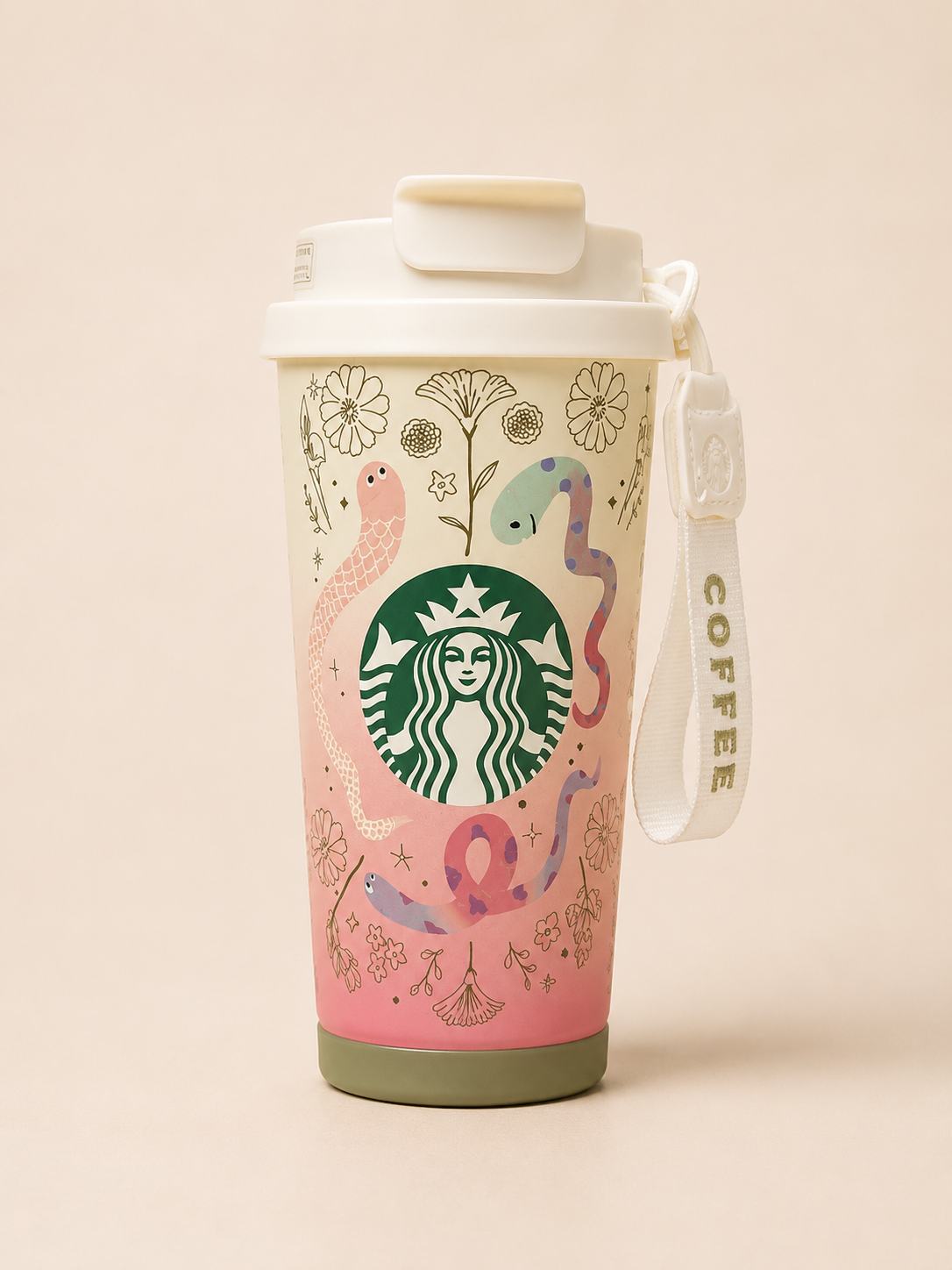 Starbucks Stainless Steel Vacuum Insulated Travel Tumbler | 473ML Coffee Mug with Leakproof Flip Lid | Double Wall Reusable Hot &amp; Cold Coffee Cup (White, Burgundy &amp; Floral Pink Variants)