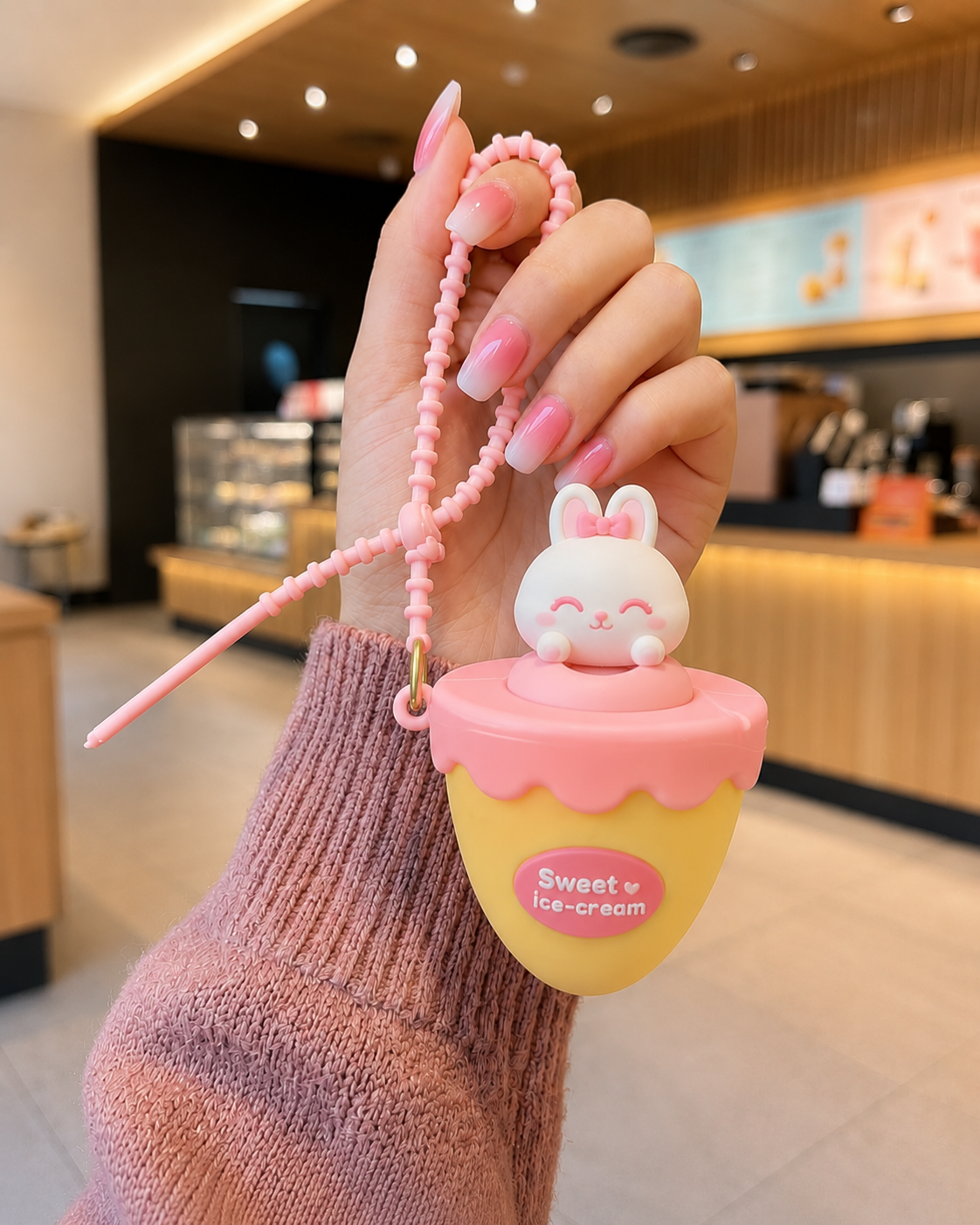 Cute Pop-Up Ice Cream Character Keychain | Kawaii Silicone Pendant | Portable Bag Charm | Collectible Keyring | Panda, Bear, Penguin &amp; Bunny Designs