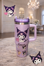 CloudCherry 1000ml Kuromi Tumbler with Straw and Handle, Cute Stainless Steel Insulated Travel Cup
