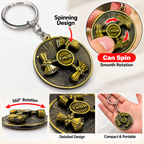 360° Rotating Metal Keychain, Spinner Key Ring with Hammer-Inspired Design