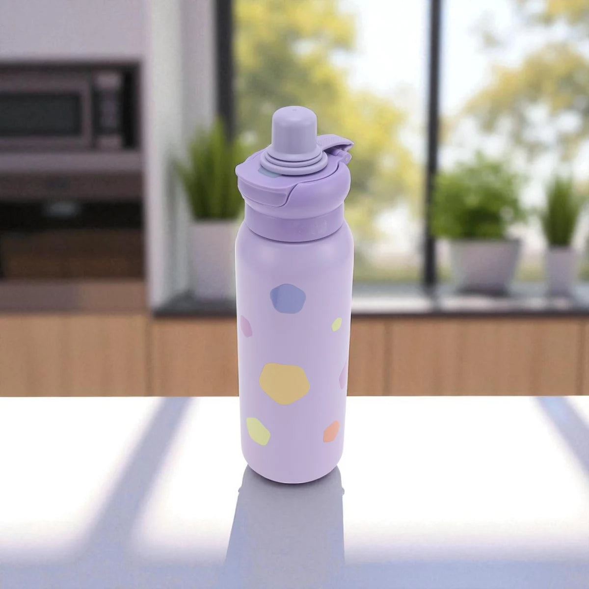 Pastel Lavender Water Bottle with Flip Straw Lid, Reusable Drinking Bottle for School, Gym & Travel