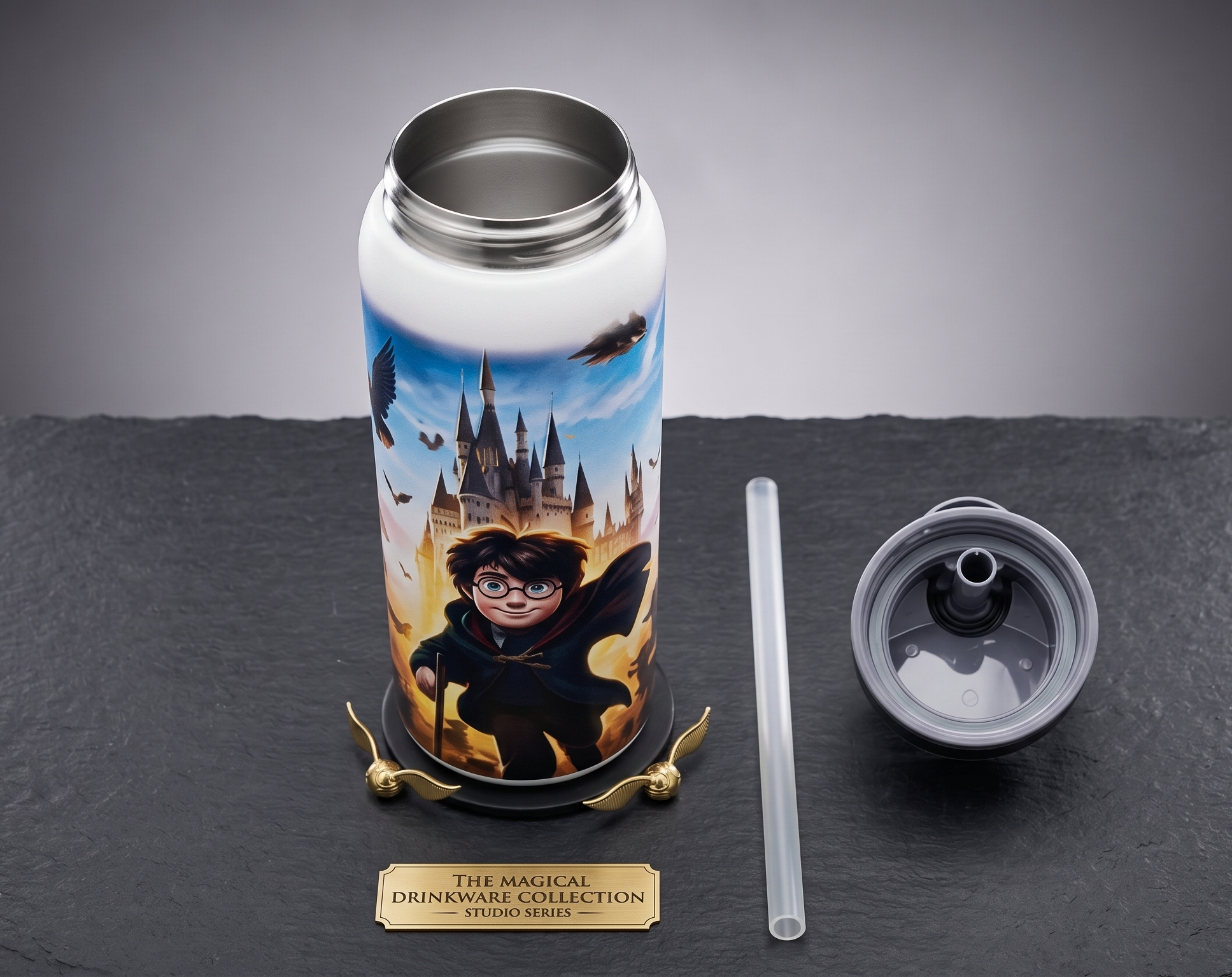 Roblox, Minecraft & Harry Potter Stainless Steel Insulated Water Bottle with Flip Straw Lid | Leakproof Double Wall Vacuum Flask | Kids School, Travel & Sports Bottle