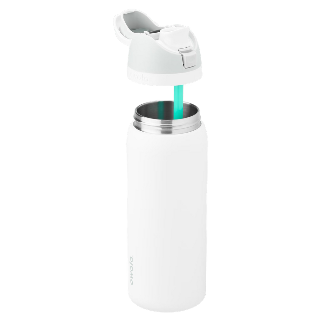 Owala FreeSip Insulated Stainless Steel Water Bottle with Straw for Sports, Travel, and School, 32oz(White)