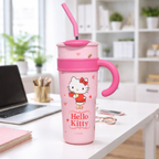Hello Kitty 1200ML Kawaii Handle Tumbler with Straw – Leakproof Travel Cup for Girls & Women