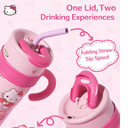 Hello Kitty 1200ML Kawaii Handle Tumbler with Straw – Leakproof Travel Cup for Girls & Women