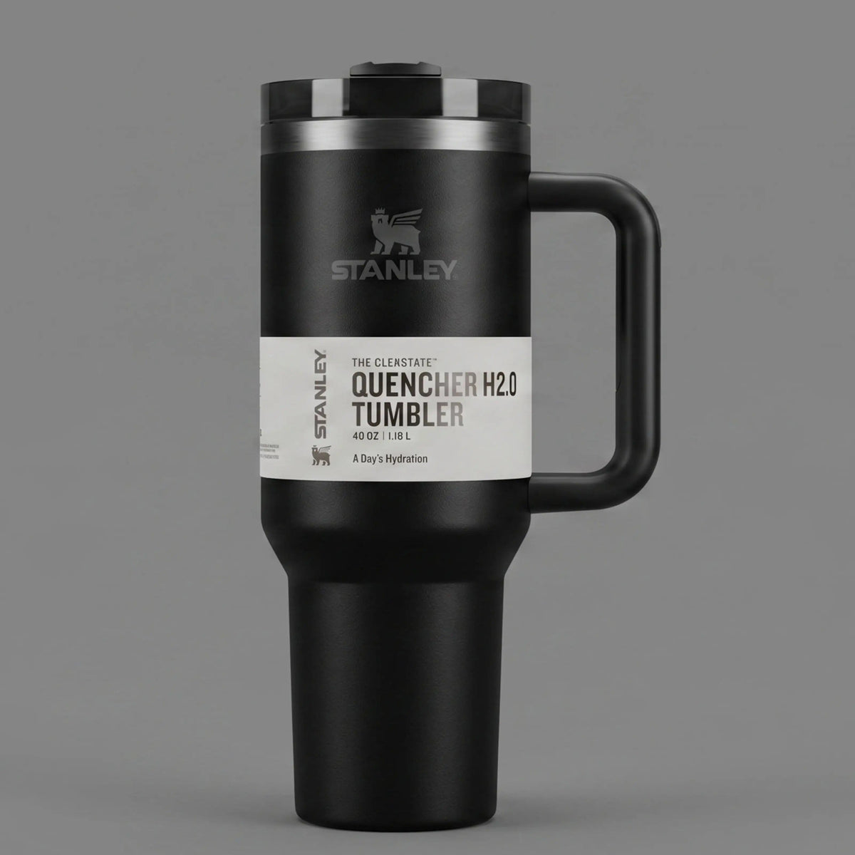Stanley Tumbler with Handle and Straw, Stainless Steel Insulated Travel Cup (Black)