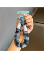 Plush Faux Fur Phone Wrist Strap with Universal Phone Patch & Wrist Lanyard