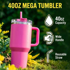 Stanley + Starbucks Tumbler with Handle and Straw, Stainless Steel Insulated Travel Cup(Pink)