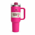 Stanley Tumbler with Handle and Straw, Stainless Steel Insulated Travel Cup (Pink)