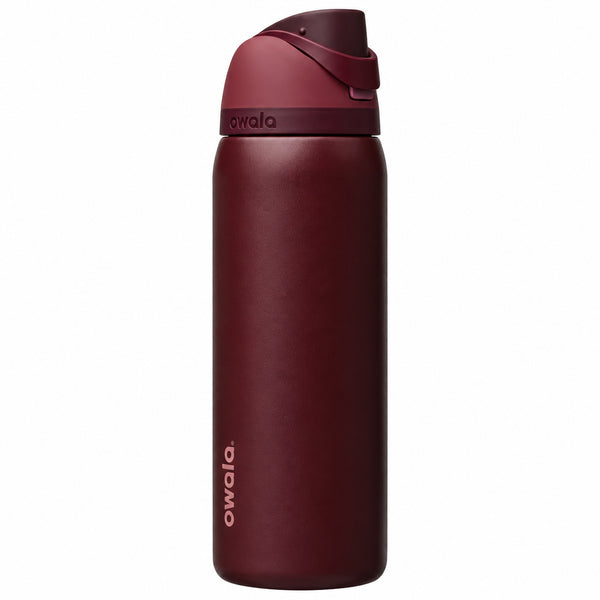 Owala FreeSip Insulated Stainless Steel Water Bottle with Straw for Sports, Travel, and School, 32oz(Burgundy)