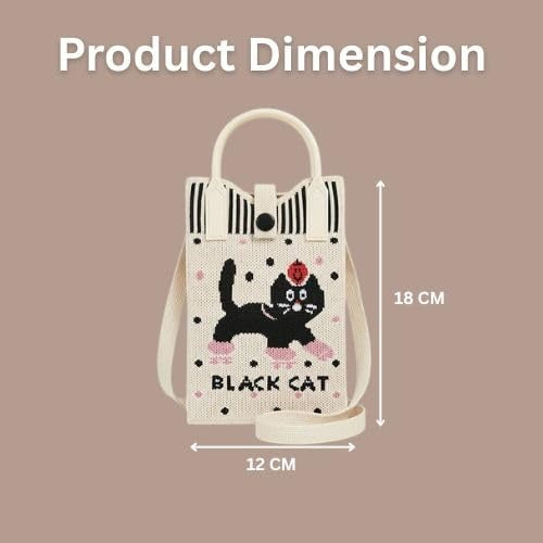 Knitted Phone Crossbody Bag for Women with Shoulder Strap & Snap Closure