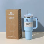 Stanley Tumbler with Handle and Straw, Stainless Steel Insulated Travel Cup(Blue)