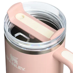 Stanley Tumbler with Handle and Straw, Stainless Steel Insulated Travel Cup (Rose)