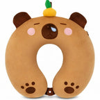 Cute Animal Plush U-Shaped Travel Neck Pillow | Soft Memory Cushion for Car, Flight &amp; Office | Unicorn, Capybara, Kuromi Designs