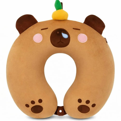 Cute Animal Plush U-Shaped Travel Neck Pillow | Soft Memory Cushion for Car, Flight &amp; Office | Unicorn, Capybara, Kuromi Designs