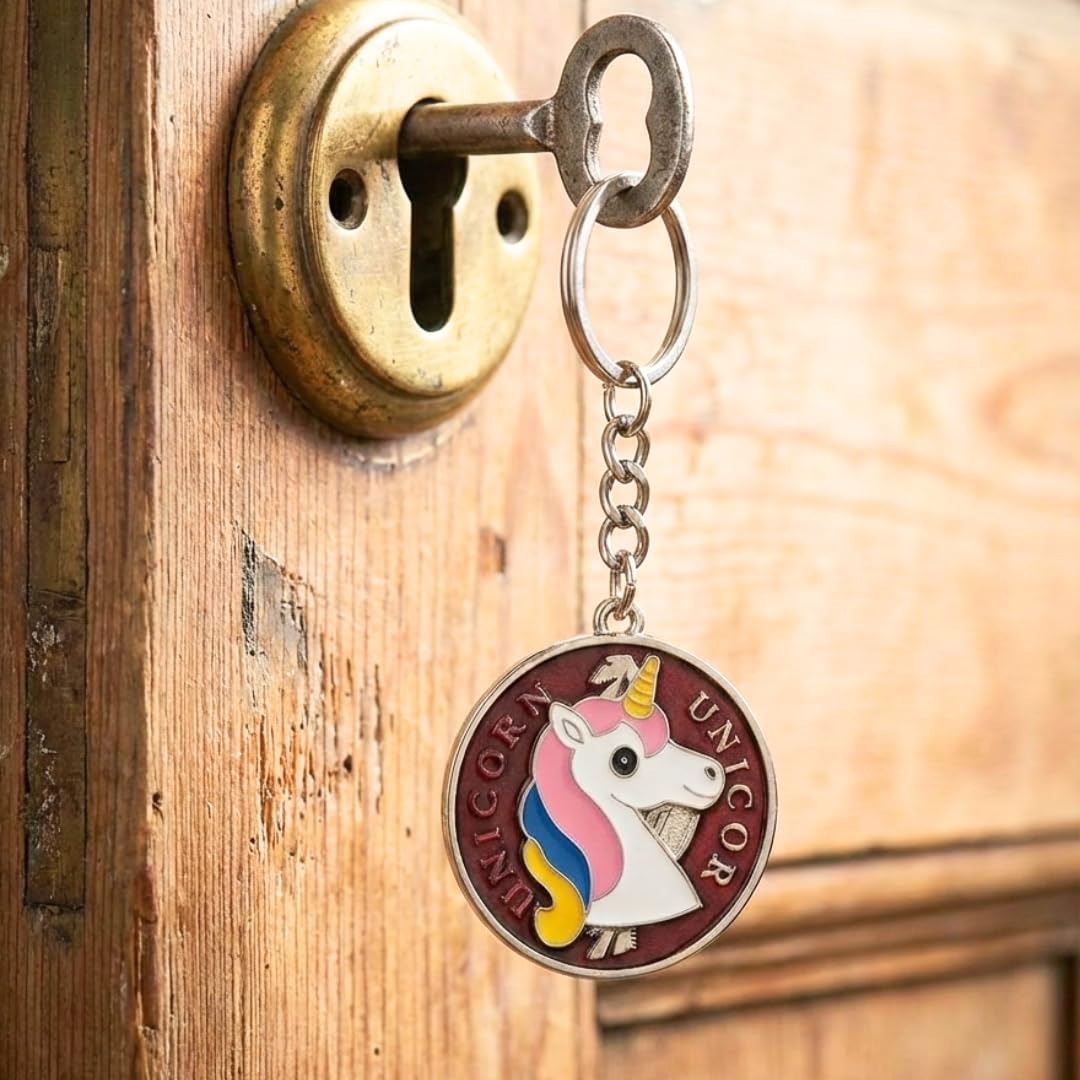 Unicorn Keychain for Girls, Cute Colorful Metal Key Ring for Bags, Backpacks, Keys & Gifting