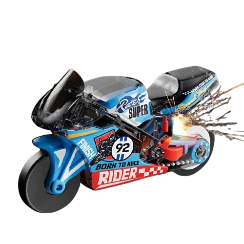 Spark Racing Motorcycle Friction Powered Bike with Real Spark Effect, Pull Back Inertia Action