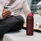 Owala FreeSip Insulated Stainless Steel Water Bottle with Straw for Sports, Travel, and School, 32oz(Burgundy)