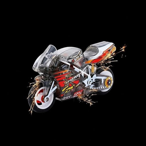 Spark Racing Motorcycle Toy for Kids | Friction Powered Die-Cast Style Bike with Real Spark Effect, Pull Back Inertia Action, Rubber Tyres | Mini Sports Bike Toy for Boys & Girls