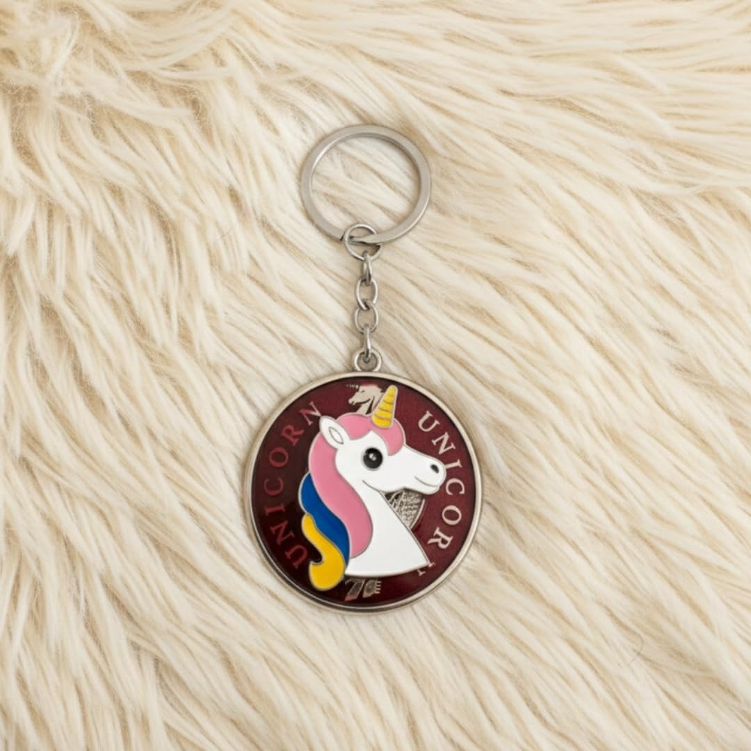 Unicorn Keychain for Girls, Cute Colorful Metal Key Ring for Bags, Backpacks, Keys & Gifting