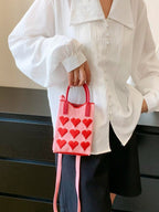 Knitted Phone Crossbody Bag for Women with Shoulder Strap & Snap Closure