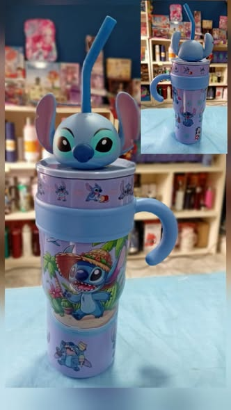 Stitch Tumbler with Straw and Handle, Cute Stainless Steel Insulated Travel Water Cup