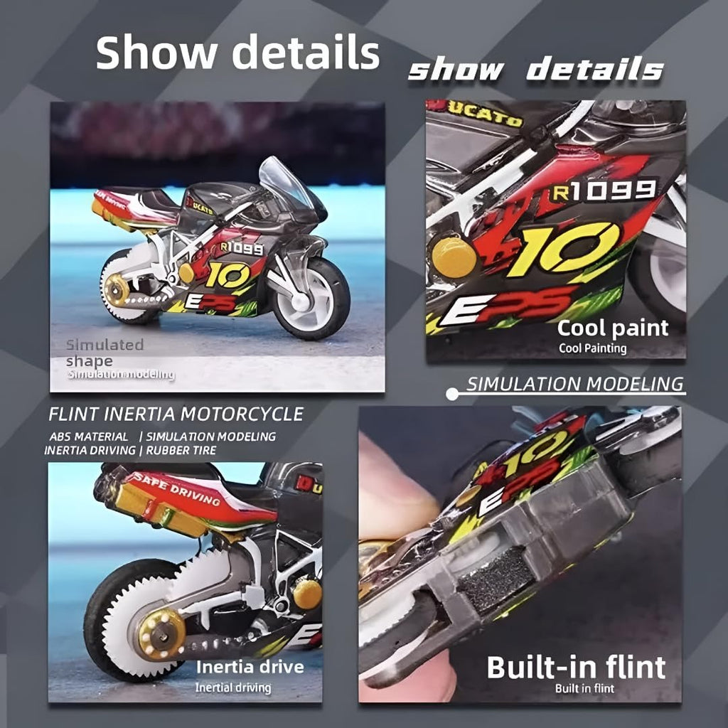 Spark Racing Motorcycle Toy for Kids | Friction Powered Die-Cast Style Bike with Real Spark Effect, Pull Back Inertia Action, Rubber Tyres | Mini Sports Bike Toy for Boys & Girls