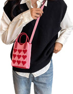 Knitted Phone Crossbody Bag for Women with Shoulder Strap & Snap Closure