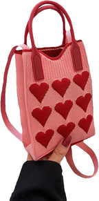 Knitted Phone Crossbody Bag for Women with Shoulder Strap & Snap Closure