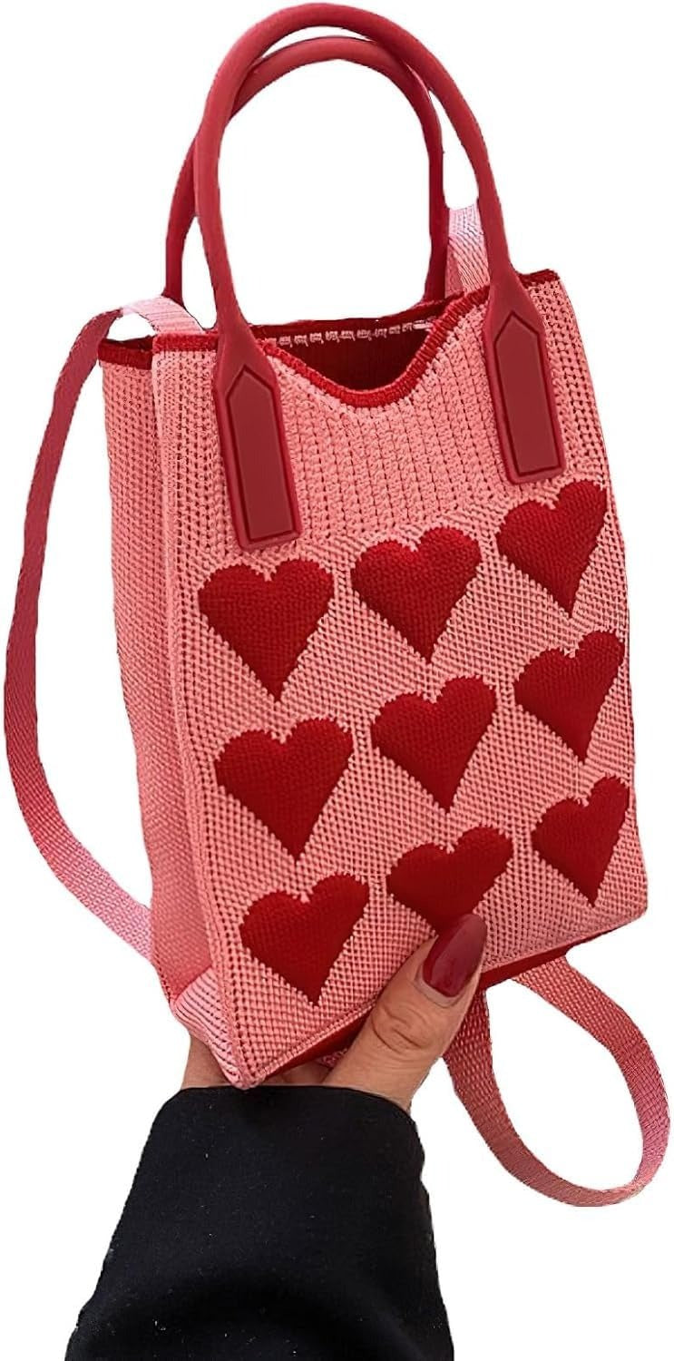 Knitted Phone Crossbody Bag for Women with Shoulder Strap & Snap Closure