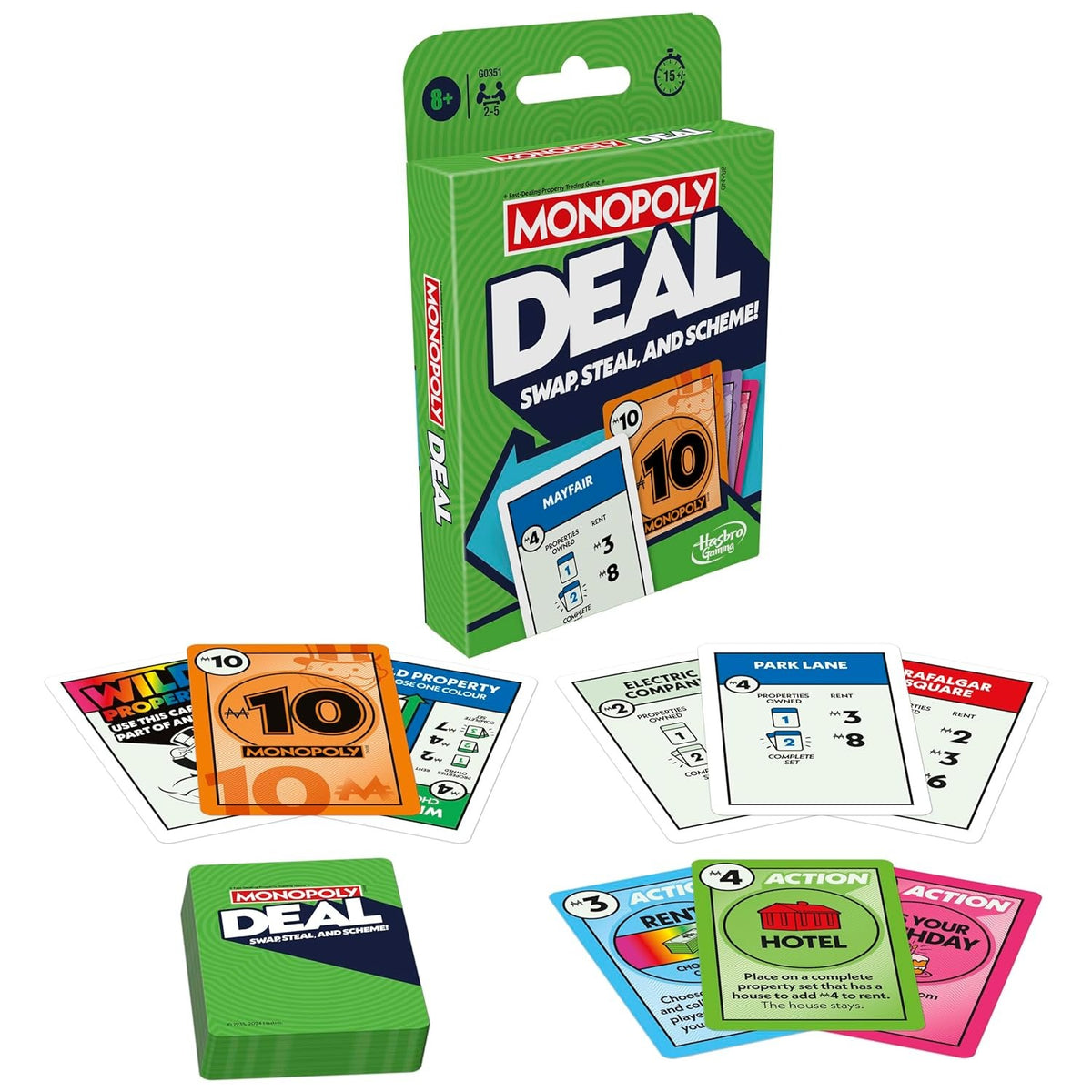 Monopoly Deal Card Game – Swap, Steal & Scheme Fast-Paced Property Trading Game for Family & Friends