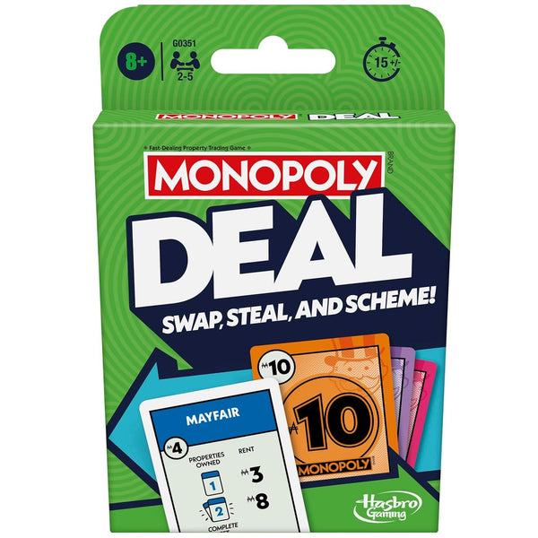 Monopoly Deal Card Game – Swap, Steal & Scheme Fast-Paced Property Trading Game for Family & Friends