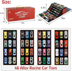 48-Piece Alloy Die-Cast Toy Car Set with Foldable Storage Container &amp; Multi-Level Parking Display | Mini Racing Cars Collection | Portable Carry Case | Kids Gift