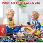48-Piece Alloy Die-Cast Toy Car Set with Foldable Storage Container &amp; Multi-Level Parking Display | Mini Racing Cars Collection | Portable Carry Case | Kids Gift