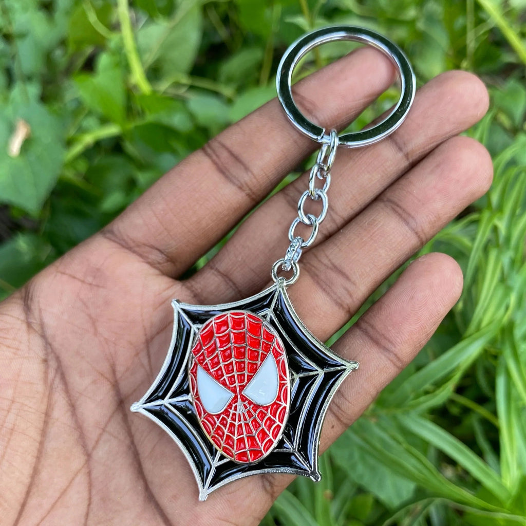 Spider Web Mask Metal Keychain, Superhero-Inspired Key Ring for Keys, Bags, Backpacks &amp; Gifting