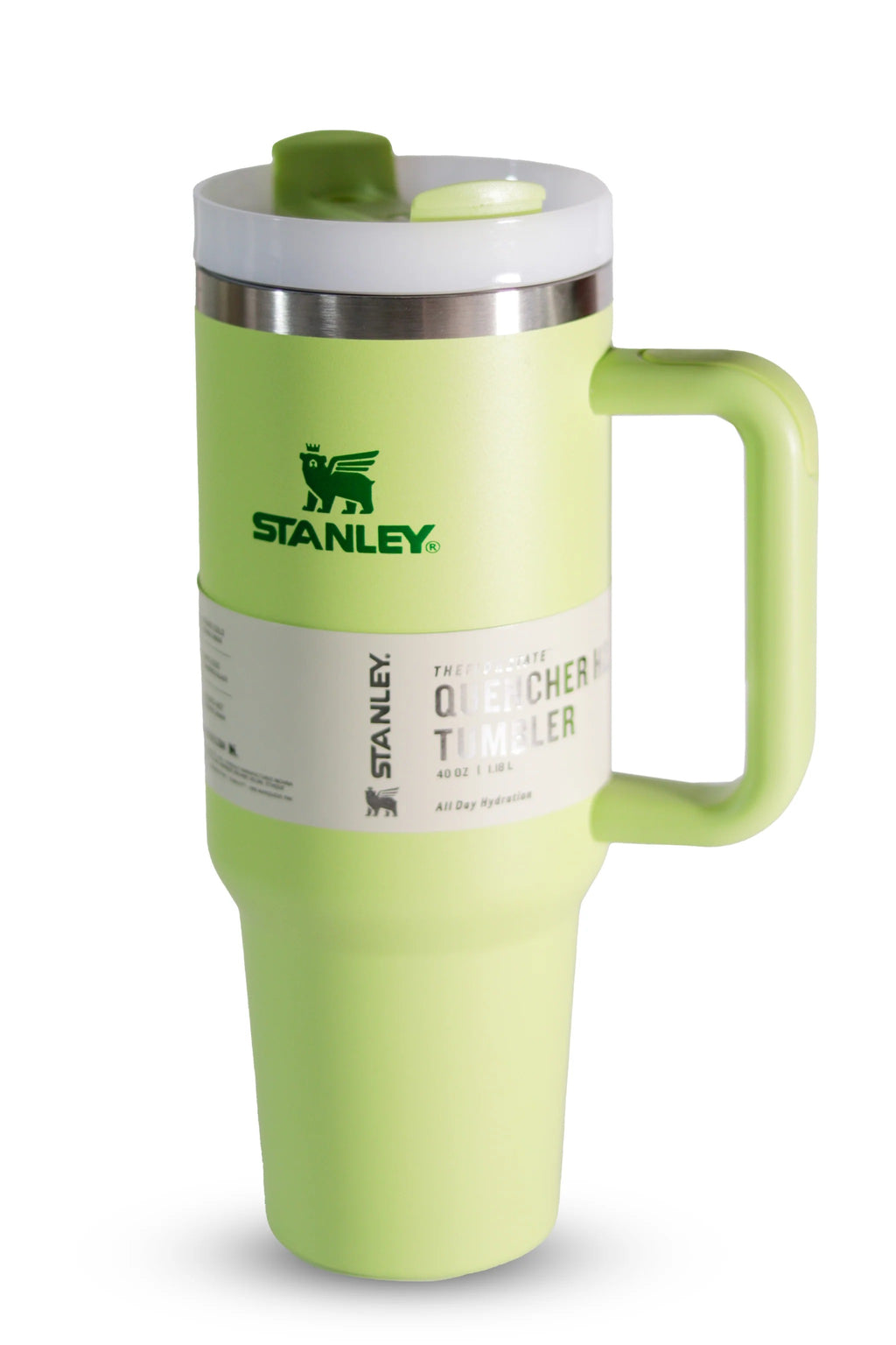 Stanley Tumbler with Handle and Straw, Stainless Steel Insulated Travel Cup (Green)