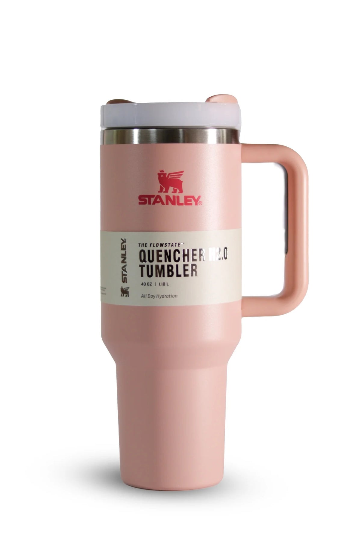 Stanley Tumbler with Handle and Straw, Stainless Steel Insulated Travel Cup (Rose)