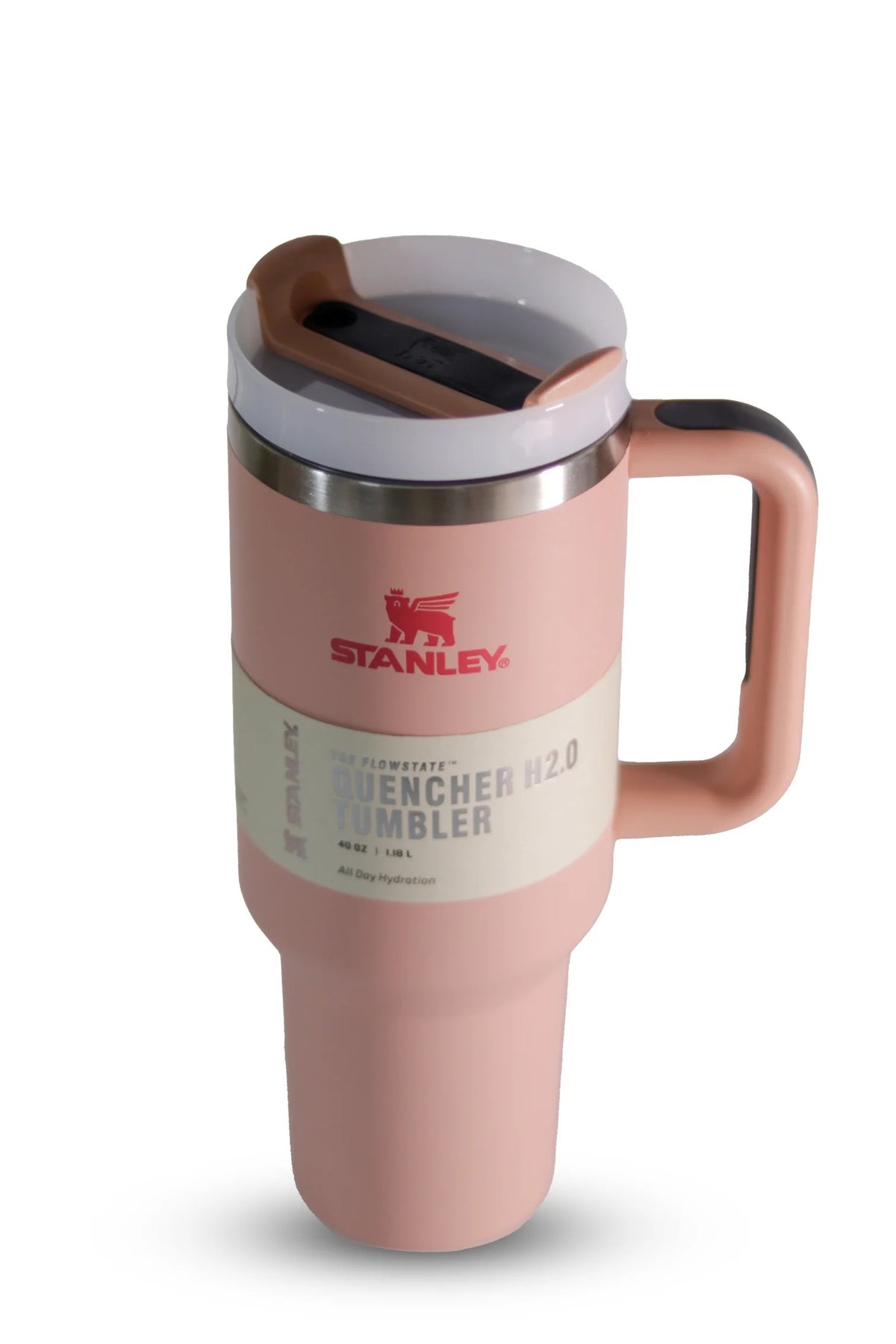 Stanley Tumbler with Handle and Straw, Stainless Steel Insulated Travel Cup (Rose)