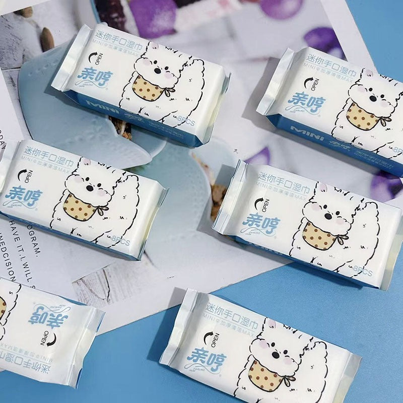 Cute Cartoon Pocket Wet Wipes Pack, Soft Portable Cleaning Wipes for Hands & Face, Travel & Daily Use