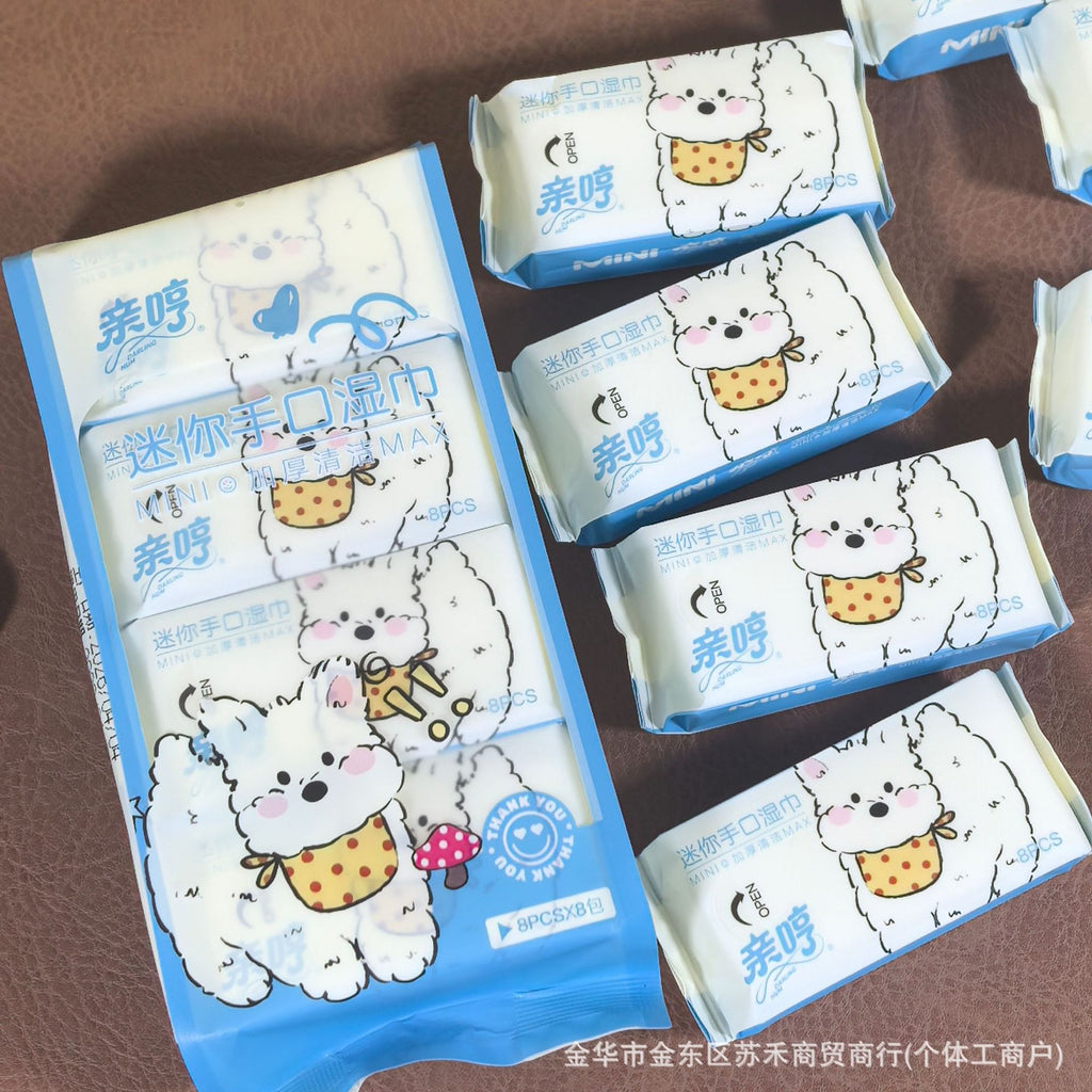 Cute Cartoon Pocket Wet Wipes Pack, Soft Portable Cleaning Wipes for Hands & Face, Travel & Daily Use