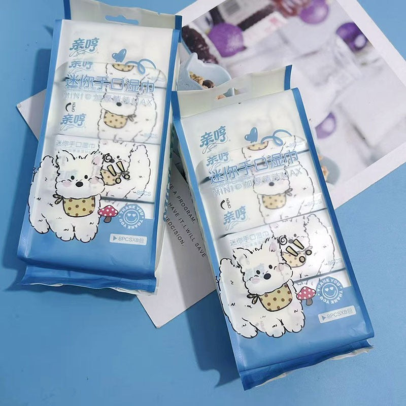 Cute Cartoon Pocket Wet Wipes Pack, Soft Portable Cleaning Wipes for Hands & Face, Travel & Daily Use