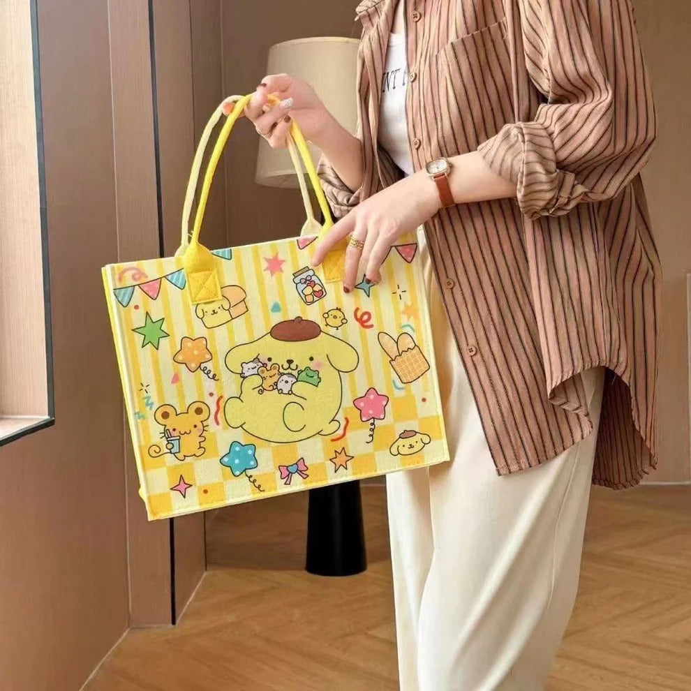 Cute Cartoon Felt Tote Bag for Women & Girls | Reusable Shopping, Lunch & Everyday Carry Bag