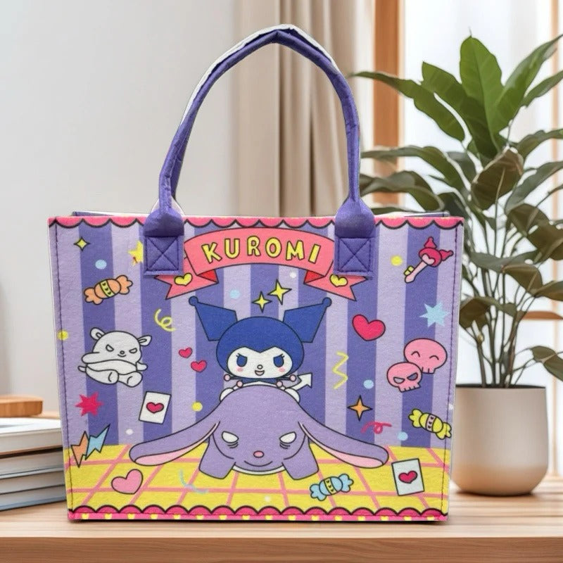 Cute Cartoon Felt Tote Bag for Women & Girls | Reusable Shopping, Lunch & Everyday Carry Bag