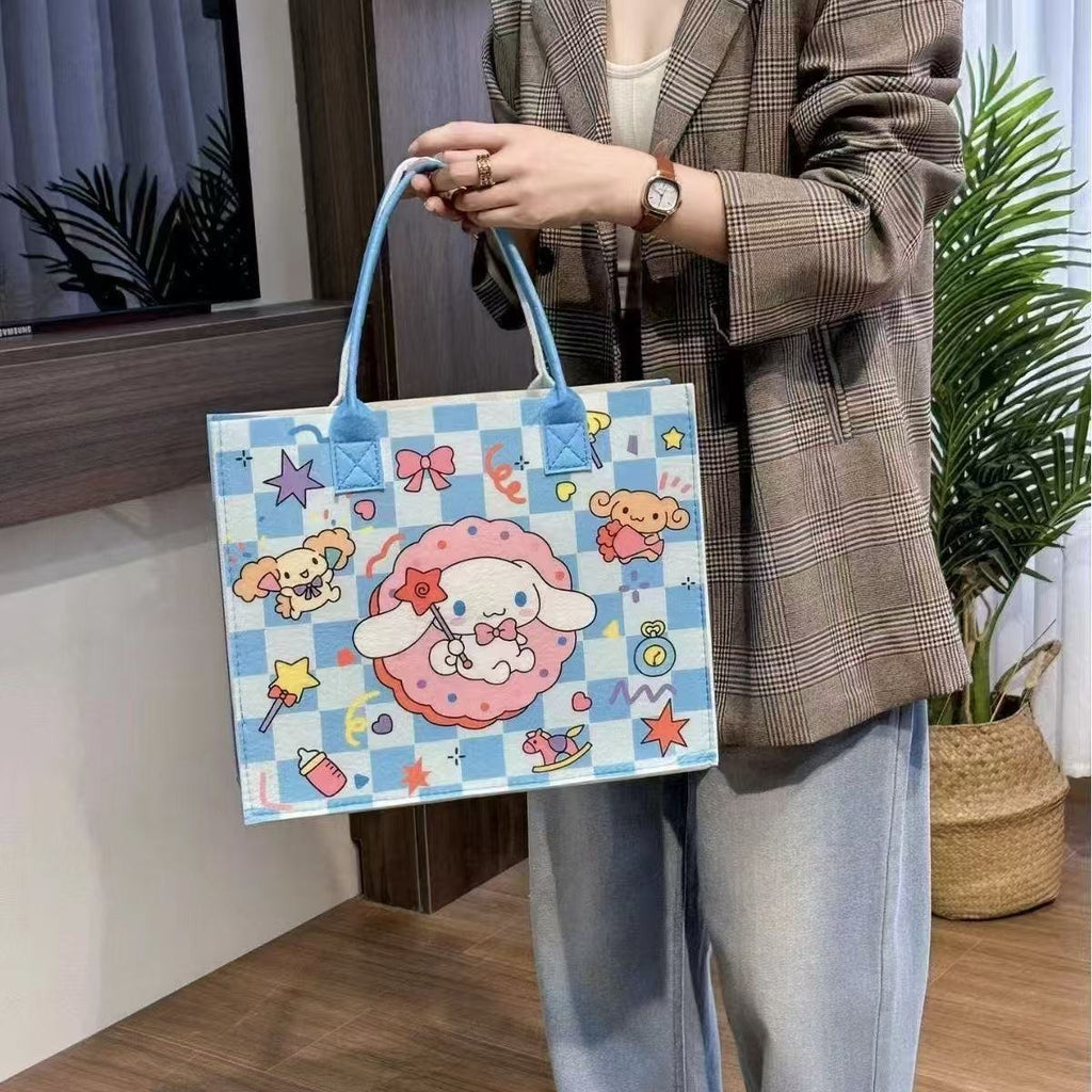 Cute Cartoon Felt Tote Bag for Women & Girls | Reusable Shopping, Lunch & Everyday Carry Bag