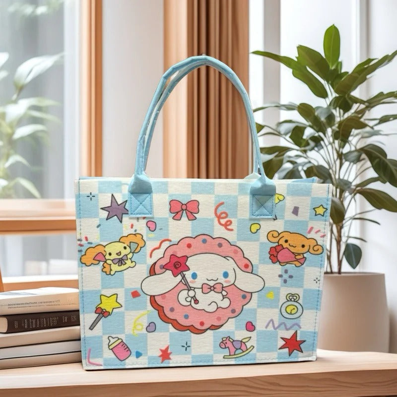 Cute Cartoon Felt Tote Bag for Women & Girls | Reusable Shopping, Lunch & Everyday Carry Bag